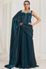 Beautiful Navy-Blue Organza Ready To Wear Saree With Corset Blouse