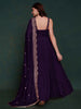 Incredible Purple Silk Engagement Wear Gown With Heavy Dupatta