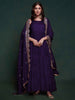 Incredible Purple Silk Engagement Wear Gown With Heavy Dupatta