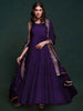 Incredible Purple Silk Engagement Wear Gown With Heavy Dupatta