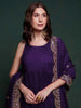 Incredible Purple Silk Engagement Wear Gown With Heavy Dupatta