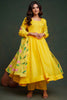 Enjoyable Yellow Organza Haldi Wear Anarkali Suit With Dupatta