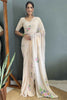 Beautiful Off-White Floral Print Georgette Ready To Wear Saree