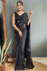 Marvelous Black Floral Print Georgette Ready To Wear Saree With Blouse