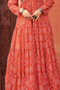 Gorgeous Coral Red Bandhani Printed Georgette Navratri Wear Gown