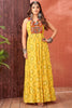 Glamorous Yellow Bandhani Printed Georgette Navratri Wear Gown