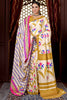 Fabulous Off-White Printed Pashmina Function Wear Saree With Shawl