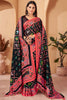 Charming Black Printed Pashmina Festival Wear Saree With Shawl