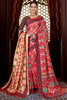 Pretty Red Printed Pashmina Festival Wear Saree With Shawl