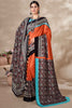 Bringing Orange Pashmina Winter Wear Saree With Shawl