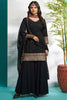 Alluring Black Zari Embroidered Georgette Palazzo Suit With Dupatta