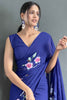 Winsome Blue Floral Print Georgette Ready To Wear Saree With Blouse