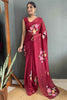 Adorable Maroon Floral Print Georgette Ready To Wear Saree With Blouse