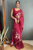 Adorable Maroon Floral Print Georgette Ready To Wear Saree With Blouse