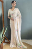 Beautiful Off-White Floral Print Georgette Ready To Wear Saree