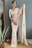 Beautiful Off-White Floral Print Georgette Ready To Wear Saree