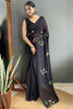 Marvelous Black Floral Print Georgette Ready To Wear Saree With Blouse