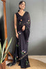 Marvelous Black Floral Print Georgette Ready To Wear Saree With Blouse