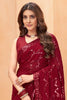 Beautiful Maroon Sequins Georgette Cocktail Wear Saree With Blouse