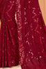 Beautiful Maroon Sequins Georgette Cocktail Wear Saree With Blouse