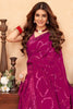 Attractive Magenta Sequins Georgette Party Wear Saree With Blouse