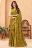 Alluring Olive Green Sequins Georgette Event Wear Saree With Blouse