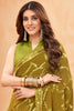 Alluring Olive Green Sequins Georgette Event Wear Saree With Blouse