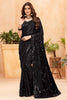 Ravishing Black Sequins Georgette Party Wear Saree With Blouse