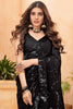 Ravishing Black Sequins Georgette Party Wear Saree With Blouse