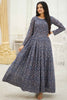 Glamorous Blue Digital Printed Georgette Casual Party Wear Gown