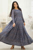 Glamorous Blue Digital Printed Georgette Casual Party Wear Gown