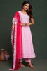 Delightful Pink Organza Function Wear Anarkali Suit With Dupatta