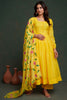 Enjoyable Yellow Organza Haldi Wear Anarkali Suit With Dupatta