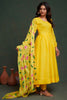 Enjoyable Yellow Organza Haldi Wear Anarkali Suit With Dupatta