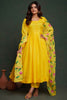 Enjoyable Yellow Organza Haldi Wear Anarkali Suit With Dupatta