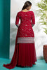 Glamorous Maroon Zari Embroidered Georgette Eid Special Palazzo Suit