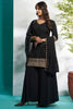 Alluring Black Zari Embroidered Georgette Palazzo Suit With Dupatta