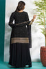 Alluring Black Zari Embroidered Georgette Palazzo Suit With Dupatta