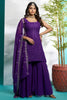 Endearing Purple Zari Embroidered Georgette Festival Wear Palazzo Suit