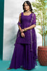 Endearing Purple Zari Embroidered Georgette Festival Wear Palazzo Suit