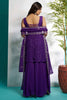 Endearing Purple Zari Embroidered Georgette Festival Wear Palazzo Suit