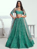 Gorgeous Teal Green Embroidered Net Lehenga Choli With Dupatta