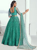 Gorgeous Teal Green Embroidered Net Lehenga Choli With Dupatta