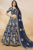 Attractive Navy Blue Dori Work Silk Wedding Lehenga Choli With Dupatta