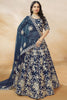 Attractive Navy Blue Dori Work Silk Wedding Lehenga Choli With Dupatta
