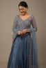Fabulous Steel Blue Sequins Georgette Engagement Wear Lehenga Choli