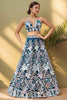 Captivating Blue Sequins Work Net Engagement Wear Lehenga Choli