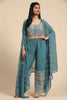 Awesome Pastel Blue Georgette Party Wear Palazzo Top With Shrug