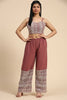 Beautiful Rosy Brown Georgette Event Wear Palazzo Top With Shrug