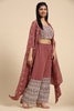 Beautiful Rosy Brown Georgette Event Wear Palazzo Top With Shrug